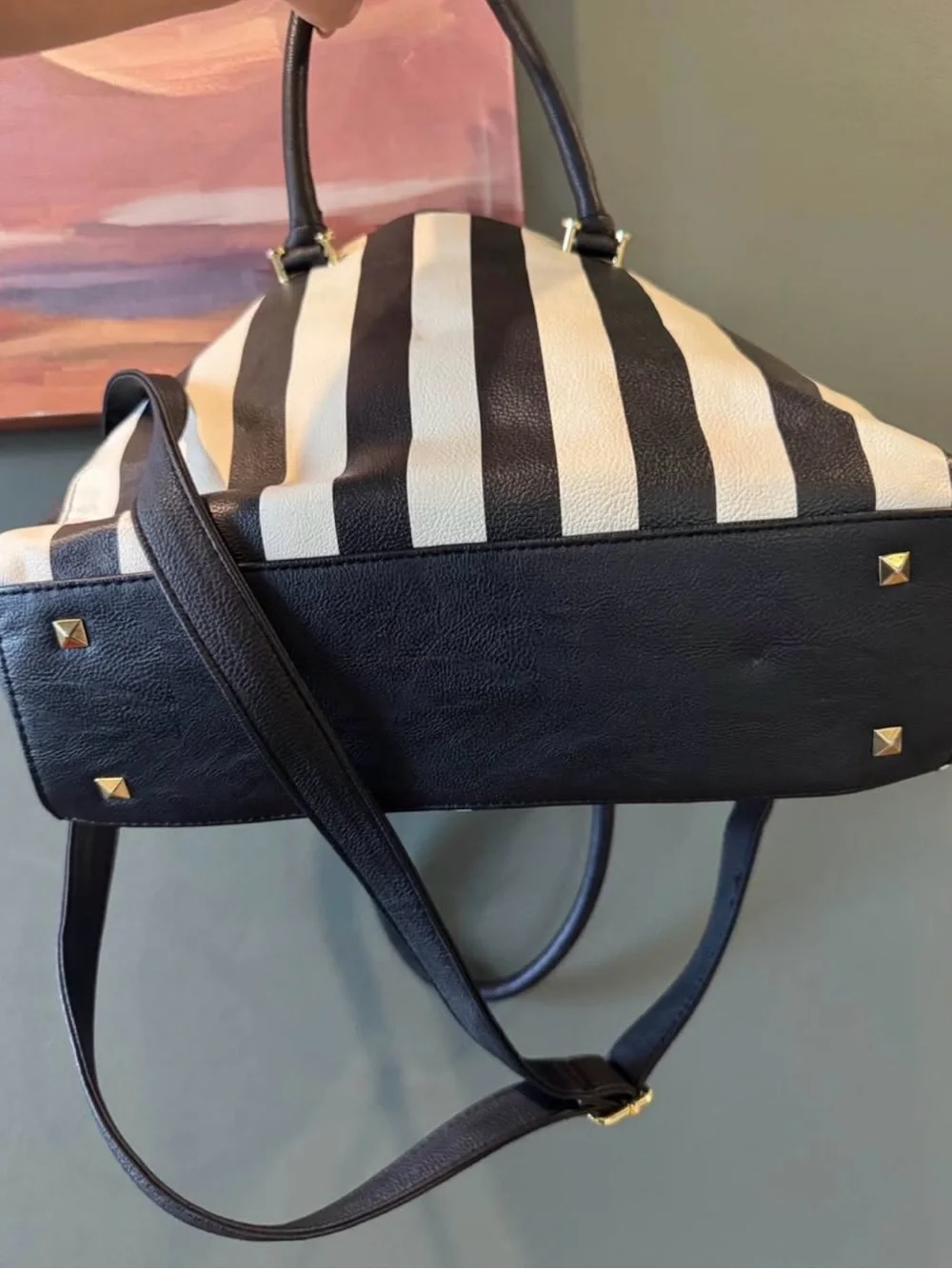 Betsey Johnson Black & White Striped Shoulder Bag